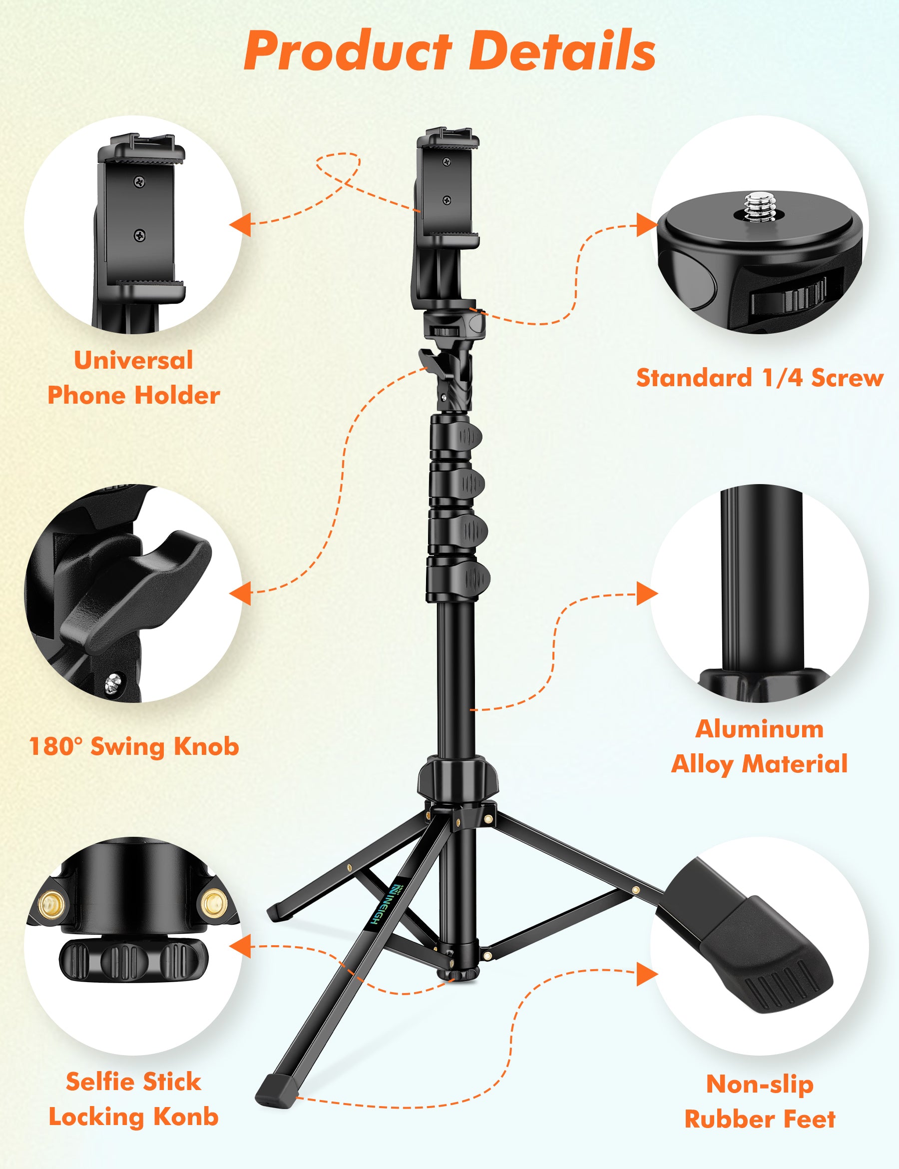 Phone Tripod, 71 Tripod for iPhone, Selfie Stick Tripod Stand with