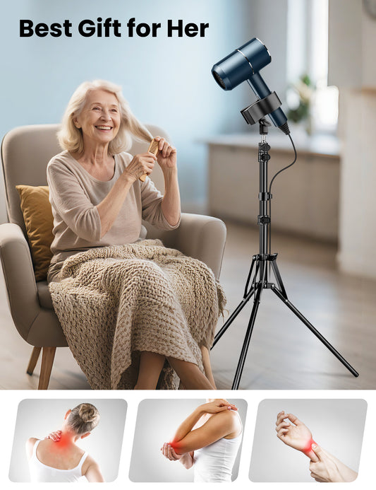 Hair Dryer Stand Hands Free, 20-63 Inch Adjustable Hair Dryer Holder with Tripod & Universal Clip, Blow Dryer Stand for Bathroom Salon Home, Perfect for Long Hair & Stylists(US)