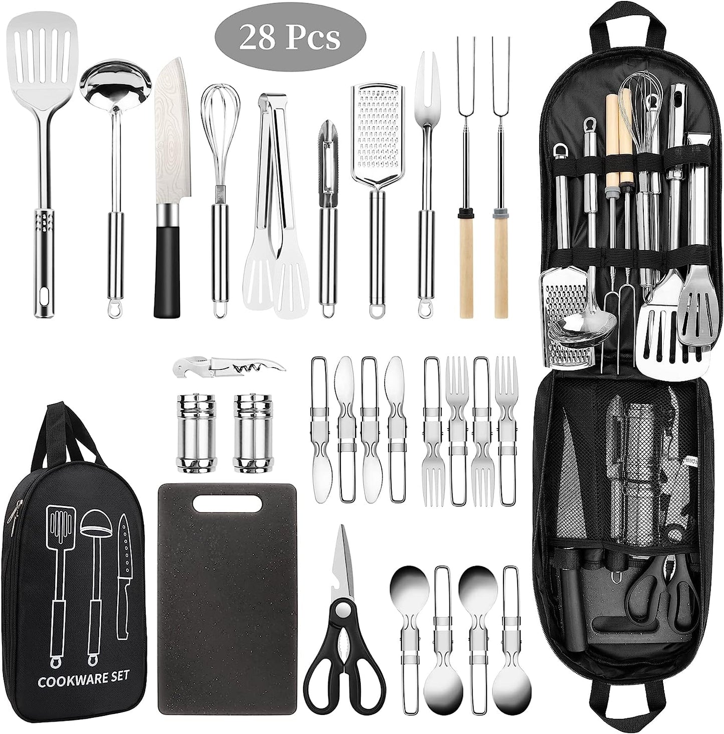 Camping Cooking Utensils Set, Stainless Steel Grill Tools, Camping BBQ –  Nineigh