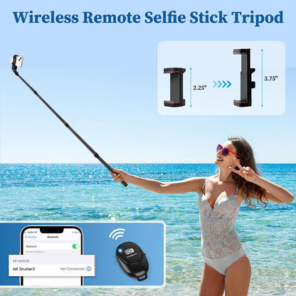 Phone Tripod Selfie Stick Tripods, 70" Cell Phone Tripod Stand with Remote/Phone Holder/Carry Bag, Aluminum Alloy Selfie Stick Tripod, Compatible with iPhone/Samsung/GoPro/Smartphone(USA)