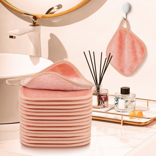 15 Pack Microfibre Face Cloth, 15 x 15 cm Makeup Remover Cloth Reusable Face Cloths for Cleansing, Ultra Soft Makeup Remover Pads for Daily Travel Cosmetic Erase, Orange(EU)