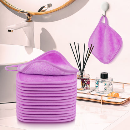 15 Pack Microfibre Face Cloth, 15 x 15 cm Makeup Remover Cloth Reusable Face Cloths for Cleansing, Ultra Soft Makeup Remover Pads for Daily Travel Cosmetic Erase, Purple(EU
