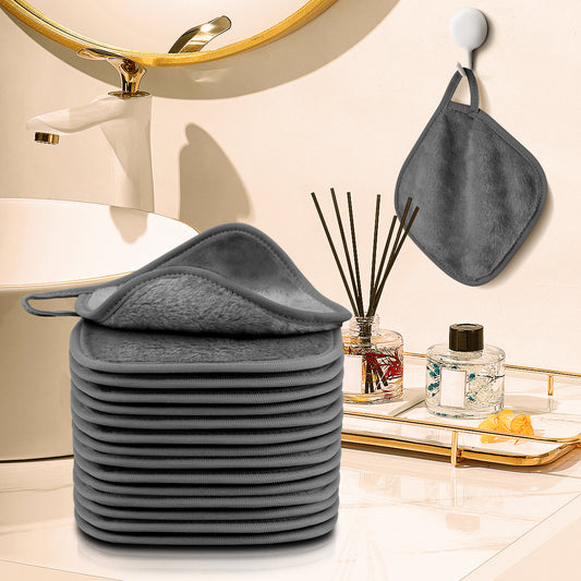 15 Pack Microfibre Face Cloth, 15 x 15 cm Makeup Remover Cloth Reusable Face Cloths for Cleansing, Ultra Soft Makeup Remover Pads for Daily Travel Cosmetic Erase, Grey(EU)