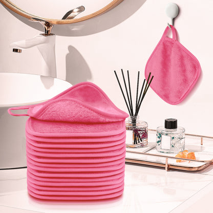 15 Pack Microfibre Face Cloth, 15 x 15 cm Makeup Remover Cloth Reusable Face Cloths for Cleansing, Ultra Soft Makeup Remover Pads for Daily Travel Cosmetic Erase, Pink(EU)